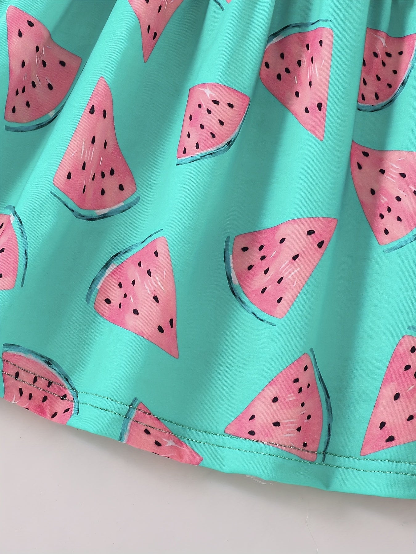 Toddler Girls Watermelon Stripes Graphic Bow Shoulder Cami Princess Dress