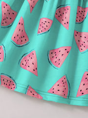 Toddler Girls Watermelon Stripes Graphic Bow Shoulder Cami Princess Dress