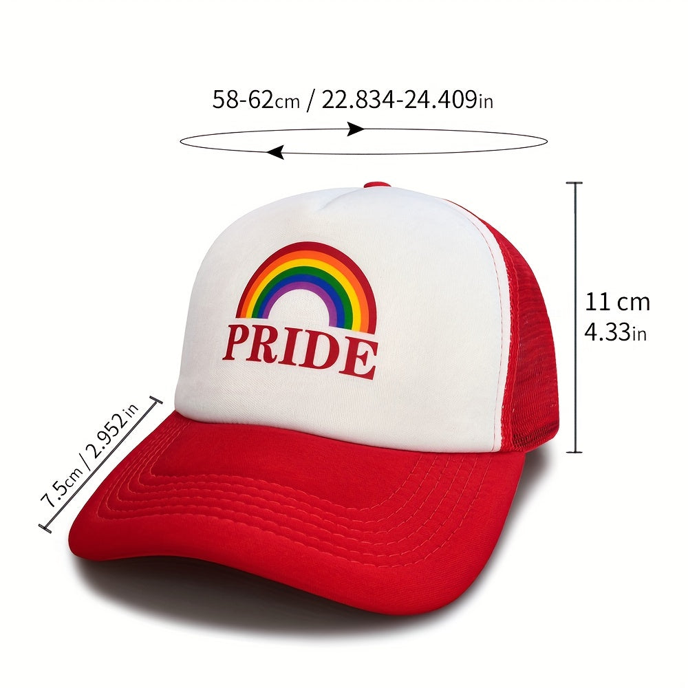PRIDE Rainbow Trucker Hat LGBT Mesh Baseball Cap Lightweight Adjustable