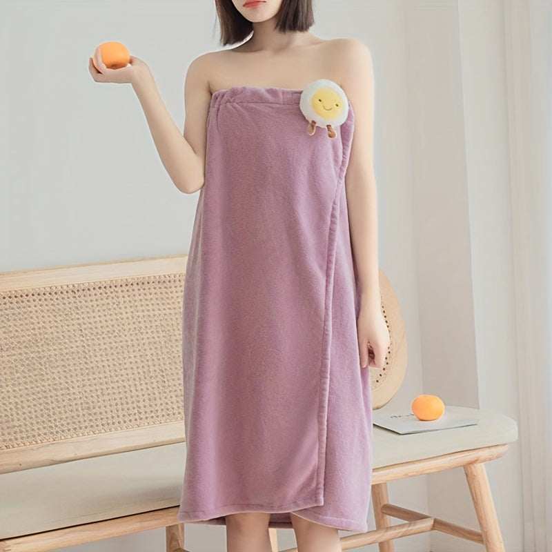 Women's Wearable Shoulder Strap Bath Towel Cartoon Doll Bath Skirt L