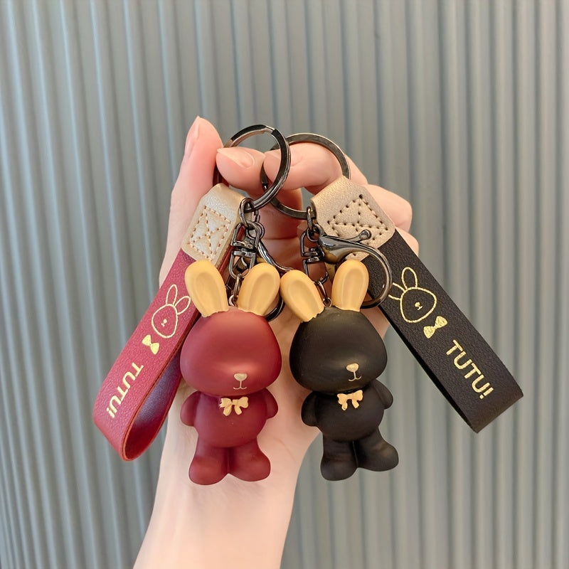 Rabbit Doll Pendant Silicone Keychain for Car Bag Decoration