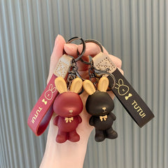 Rabbit Doll Pendant Silicone Keychain for Car Bag Decoration