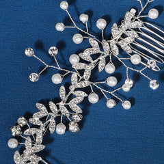 Crystal Hair Comb Faux Pearl Bridal Headpiece Wedding Hair Accessories