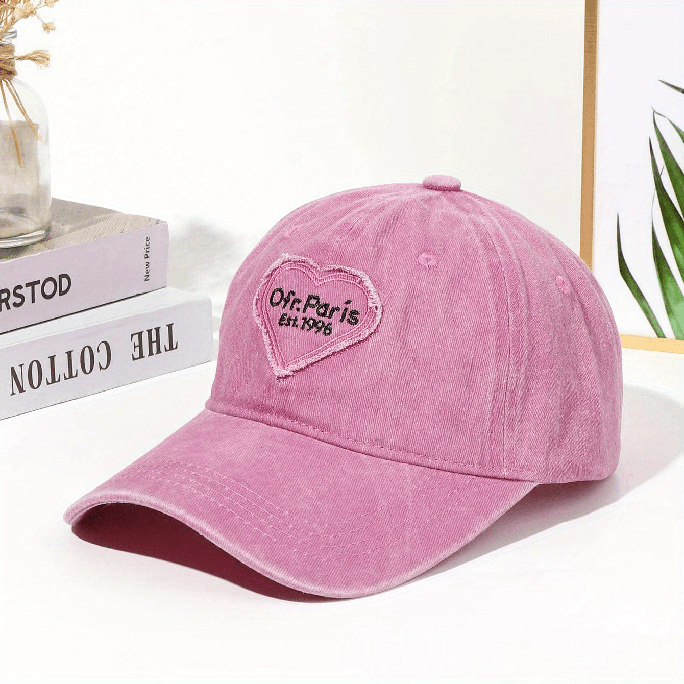 Ripped Heart Embroidery Baseball Cap Vintage Washed Distressed Cotton Dad Hats