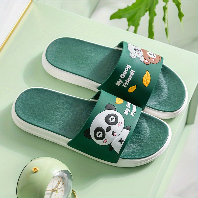 Men's Cartoon Panda Print Lightweight Slides Soft Sole Non slip Slippers