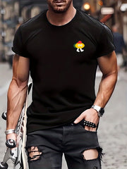 Men's Cartoon Pattern T-shirt - Active Slightly Stretch Breathable Tee