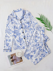 Floral Print Pajama Set Long Sleeve Top & Pants Women's Sleepwear
