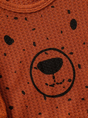 Boys Cartoon Dog Print Waffle Long Sleeve Striped Leg Set