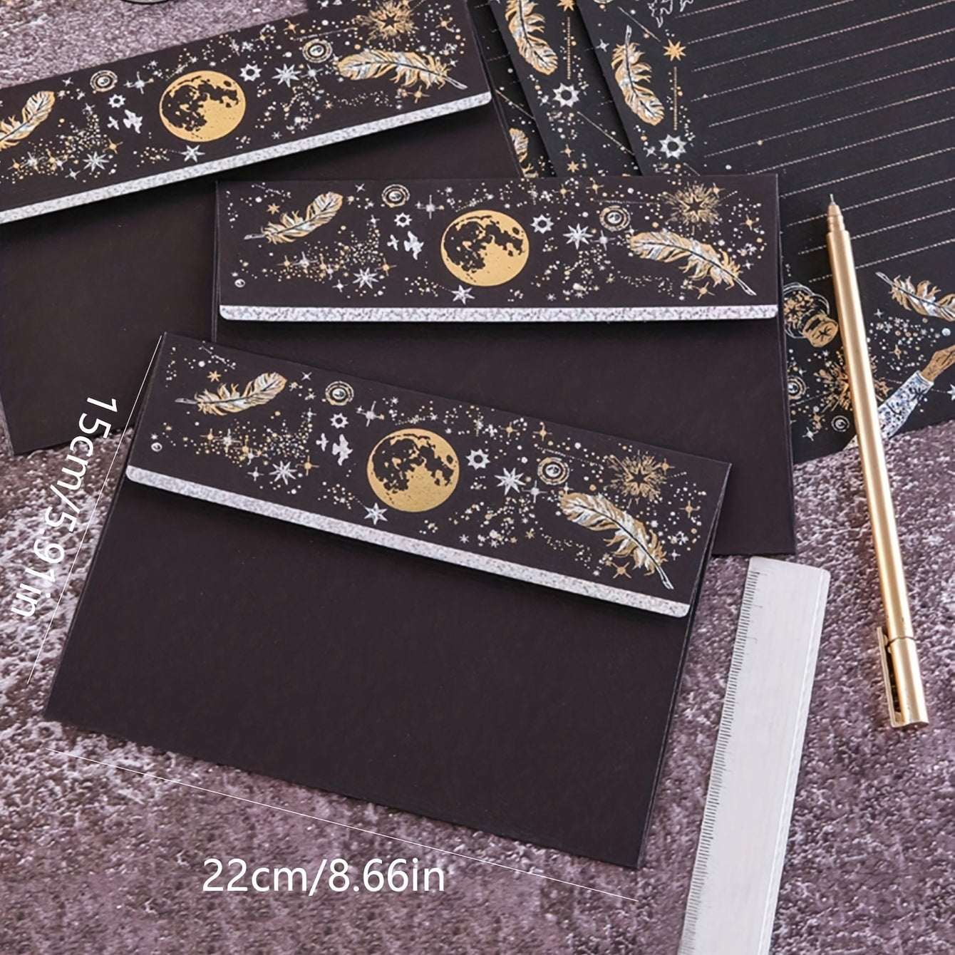 Retro Bronzing Envelopes and Letter Paper Set