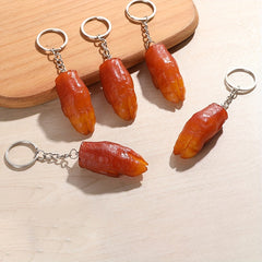 Creative PVC Food Keychain Funny Pork Metal Keyring Gift