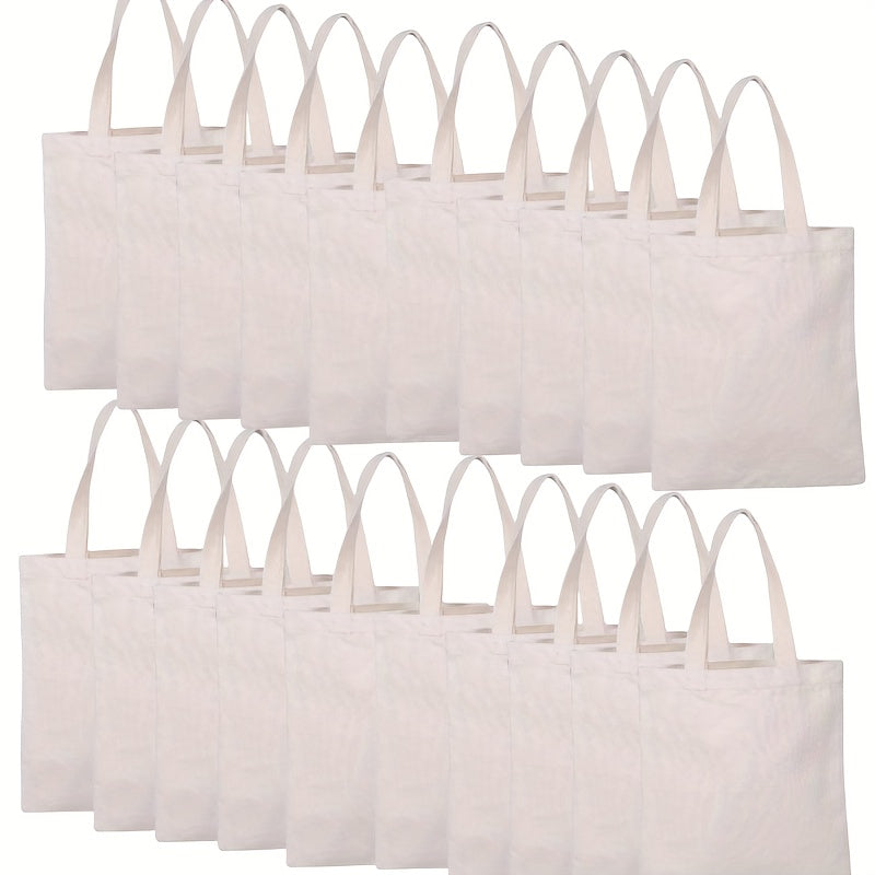 5pcs DIY Blank Canvas Bag Solid Beige Shopping Supplies