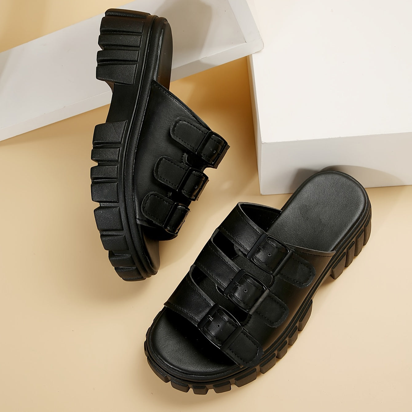 Women's Platform Sport Sandals with Buckle Thick Sole