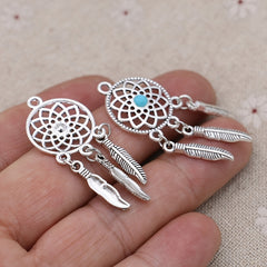 5pcs Tibetan Silver Dream Catcher Charms for Bracelet DIY Jewelry Making