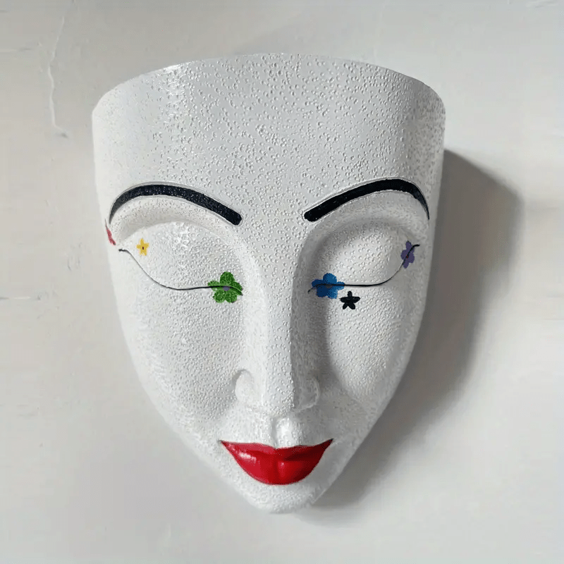 Human Face Flower Pot Resin Crafts Wall Hanging Decor