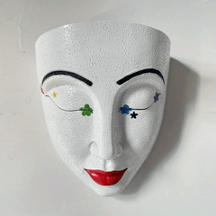 Human Face Flower Pot Resin Crafts Wall Hanging Decor