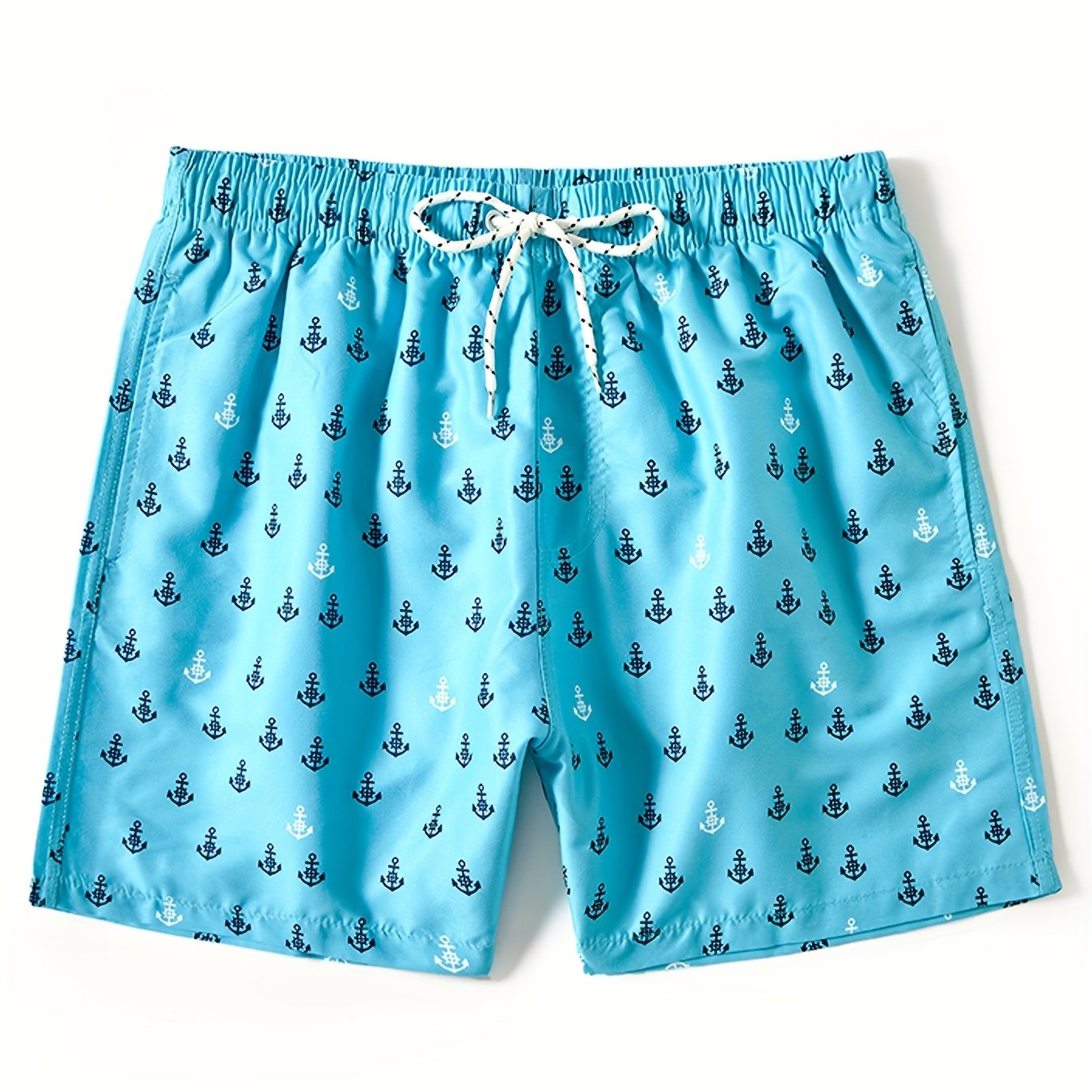 Boat Anchor Print Men's Swim Trunks Drawstring Board Shorts