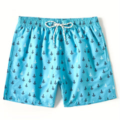 Boat Anchor Print Men's Swim Trunks Drawstring Board Shorts