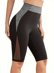 Sports Shorts Women's Plus Colorblock Mesh Yoga Shorts