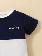 Boys Mama's Boy Block Casual Outfit Round Neck T shirt & Shorts