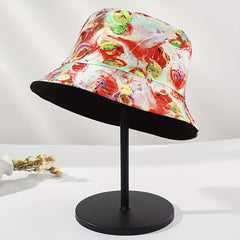 Orange Tie Dye Bucket Hat Lightweight Fisherman Cap Women Summer Travel