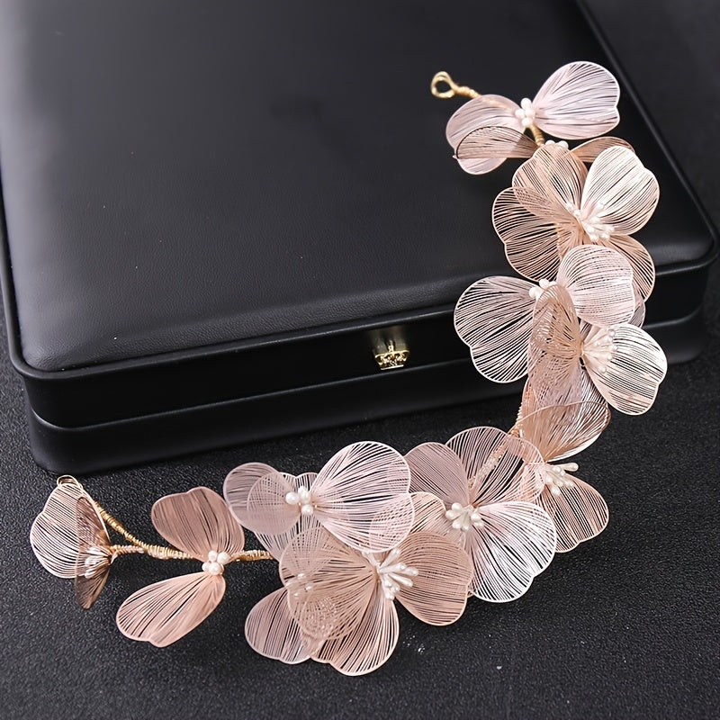 Boho Leaf Faux Pearl Headband Hairband Golden Vintage Headpiece