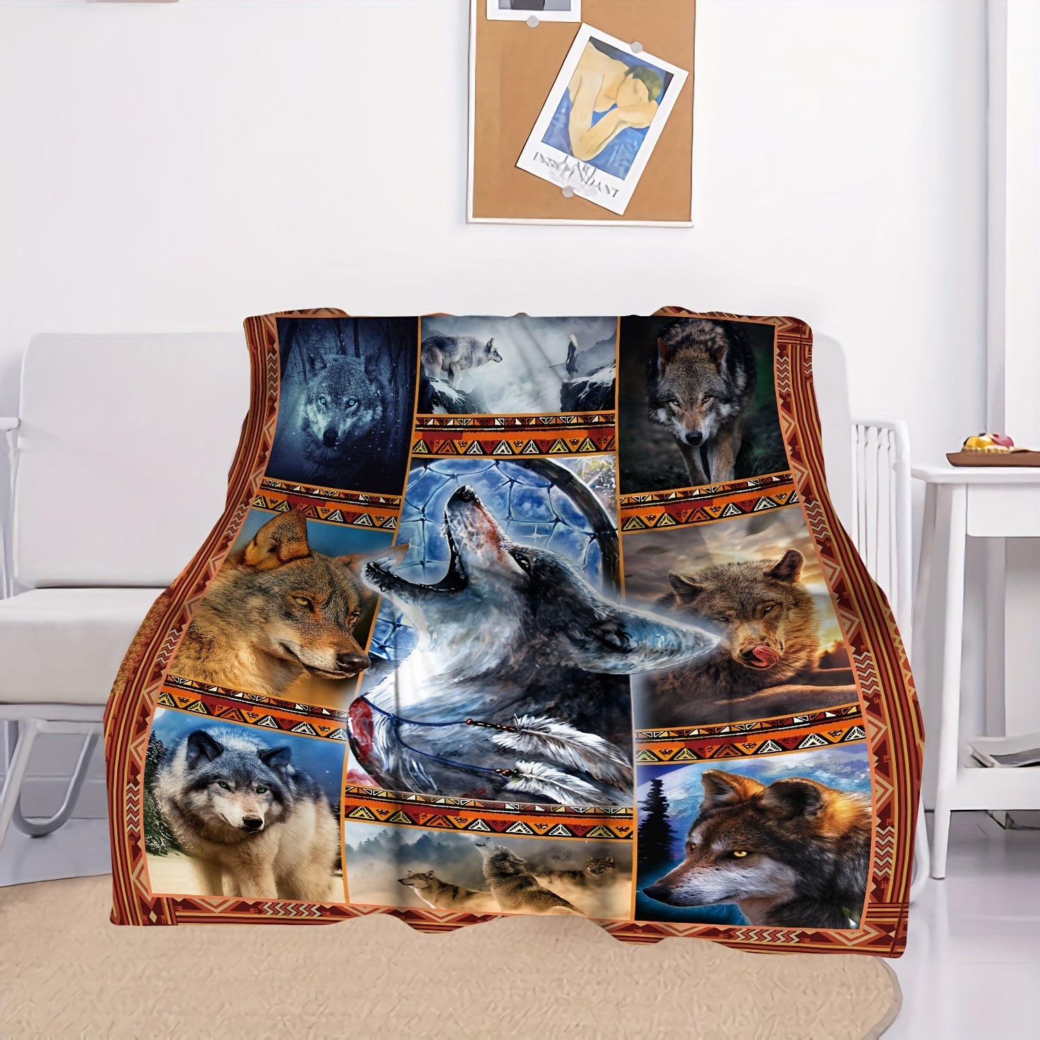 Outdoor Wolf Pack Blanket Camping Picnic Sofa Bedroom