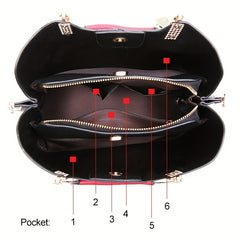 Colorblock Handbags For Women Pompom Crossbody Satchel Purse