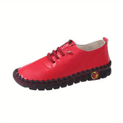 Women's Solid Flat Sneakers Casual Lace Up Low Top Shoes