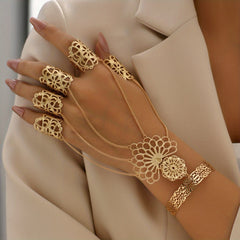 Gothic Punk Style Exaggerated Finger Ring Bracelet Hip Hop Style Hand Jewelry