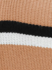 Colorblock V Neck Sweater Long Sleeve Stretch Jumper