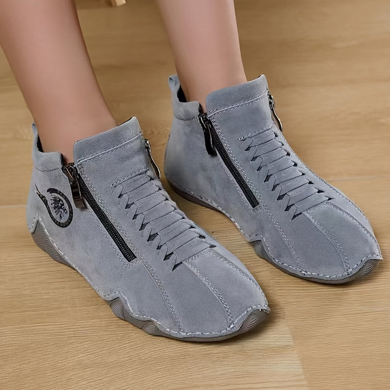 Women's Vintage Side Zip Ankle Boots British Style