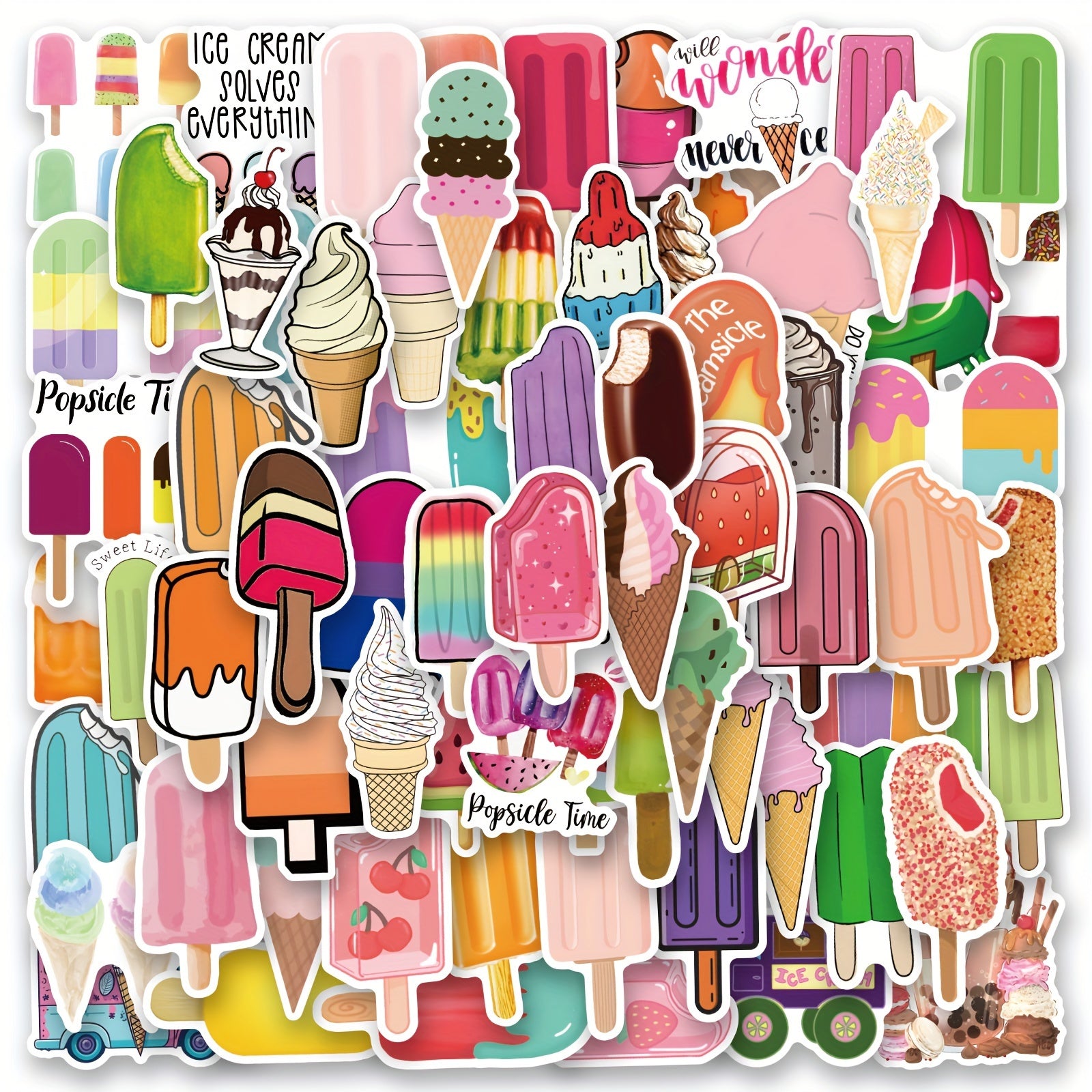 106pcs Ice Cream Waterproof Vinyl Stickers Scrapbook Laptop Bumper Skateboard