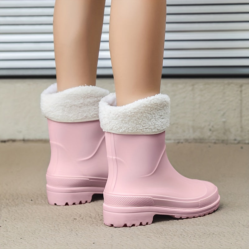Women's Non-slip Warm Rain Boots Waterproof Outdoor Short Boots