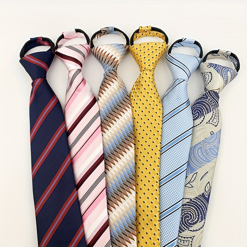 Easy Pull Lazy Tie Convenient Tie Polyester Men's Zip