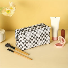 Plaid Pattern Makeup Bag Toiletries Storage Contrast Cosmetic Bag
