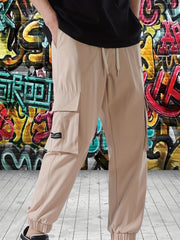Cargo Pants Men Street Style Drawstring Tapered Pants