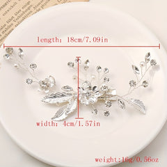 Silvery Floral Wedding Hair Clip Faux Pearl Bridal Hairpin Crystal Barrette
