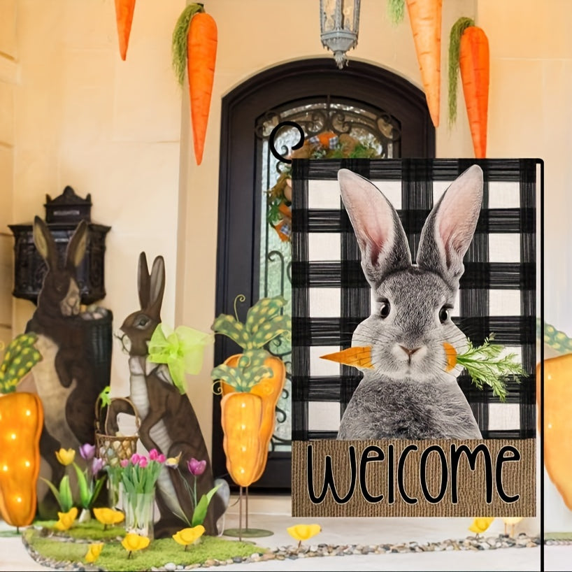 Easter Garden Flag Welcome Spring Bunny Carrot Farmhouse Holiday Decoration