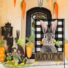 Easter Garden Flag Welcome Spring Bunny Carrot Farmhouse Holiday Decoration