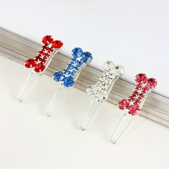Rhinestone Dog Bone Hair Clips for Long Haired Dogs