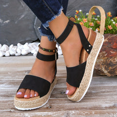 Women's Platform Sandals Buckle Strap Summer Shoes Comfort Espadrille