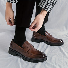 Men's Carved Style Business Shoes Slip On Low Top Classic