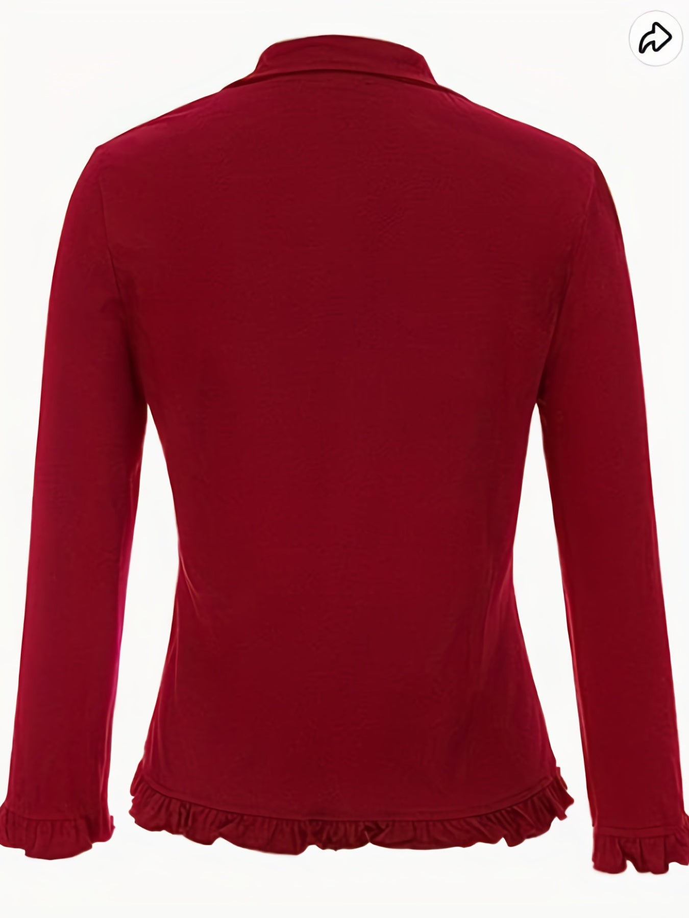 Ruffle Trim Blazer Solid Long Sleeve Lapel Women's Office Blazer