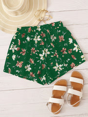 Floral Print Elastic Waist Shorts Boho Shorts For Spring & Summer Women's