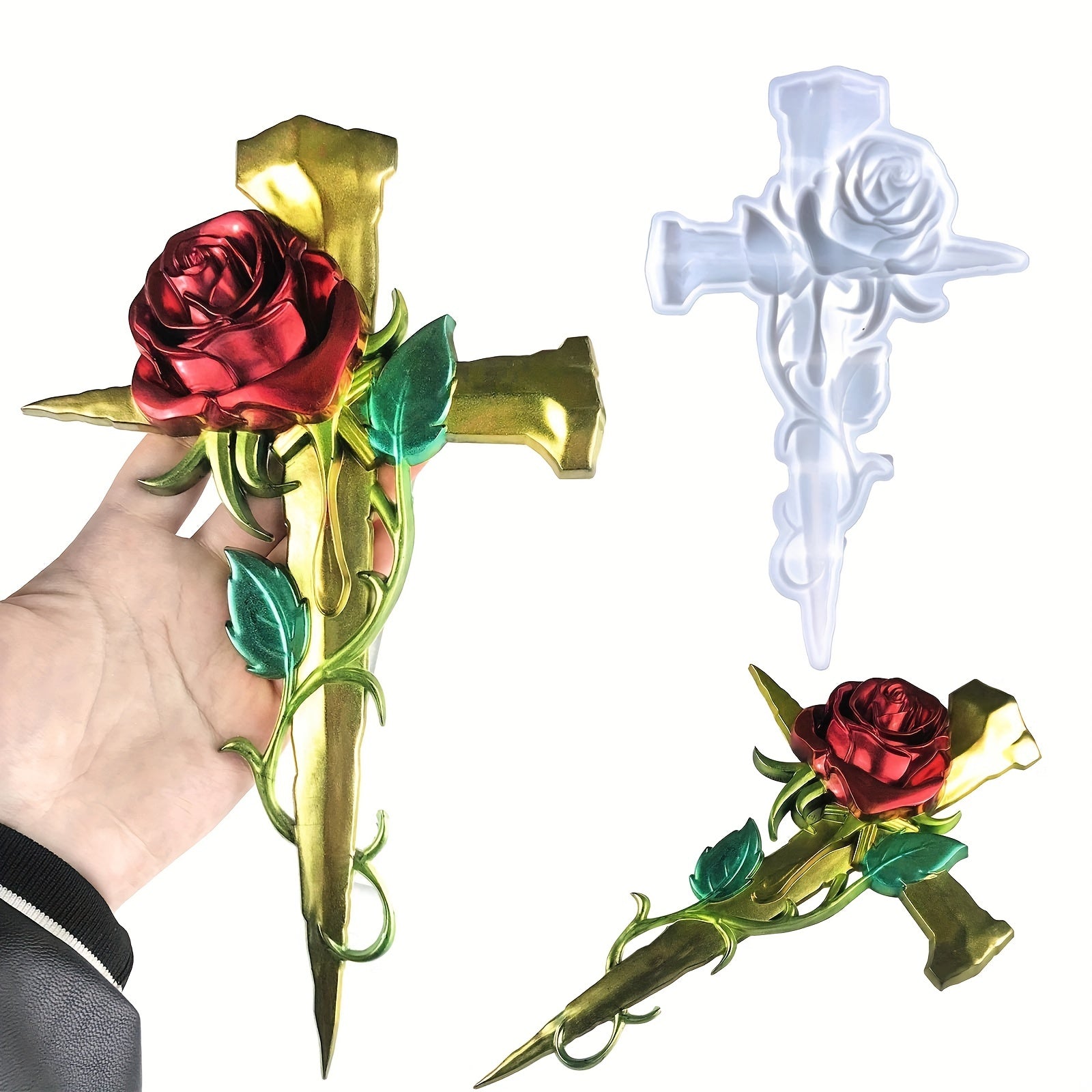 Rose Cross Resin Casting Molds for Home Wall Decor Craft