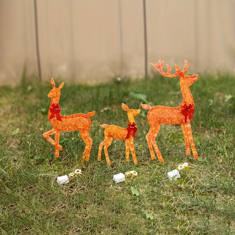 3pcs Glowing Deer Ornaments for Christmas Party Garden Decoration
