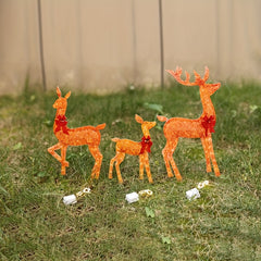 3pcs Glowing Deer Ornaments for Christmas Party Garden Decoration