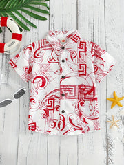 Boys Porcelain Pattern Button Up Shirt