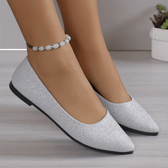 Women's Bling Ballet Flats Pointed Toe Glitter Soft Sole Slip On Shoes