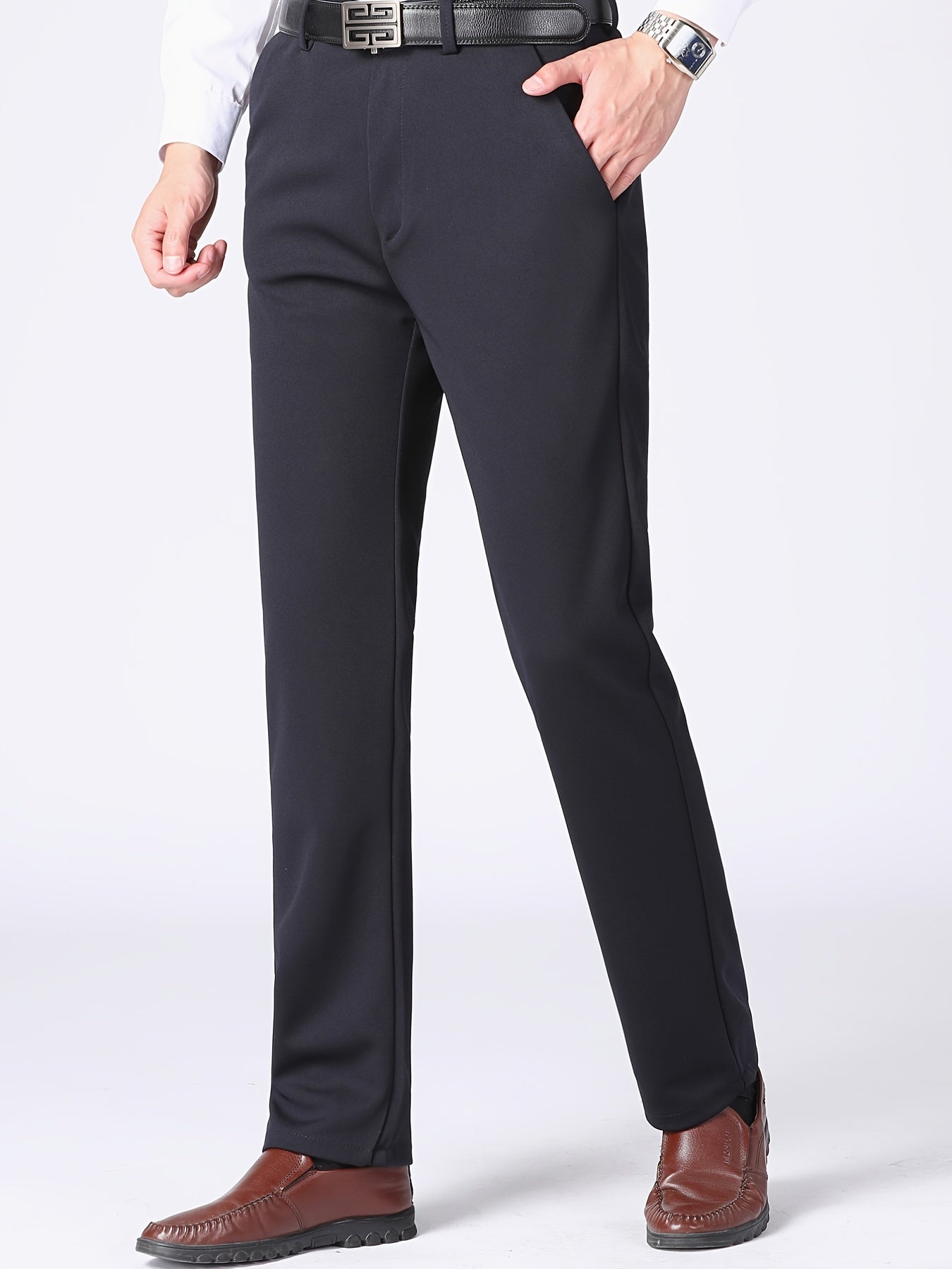 Men's Solid Dress Pants for Business